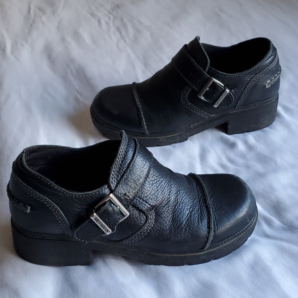 Harley-Davidson Black Leather Ankle Booties Size 8